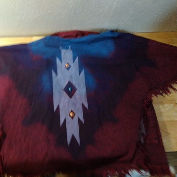 Vintage Sundance Denim Wear Aztec Pattern Poncho - Picture 7 of 9